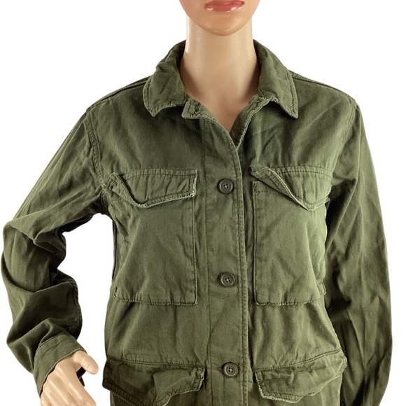 Topshop Utility Cotton Military Jacket Army Green Size 4 - Picture 2 of 7
